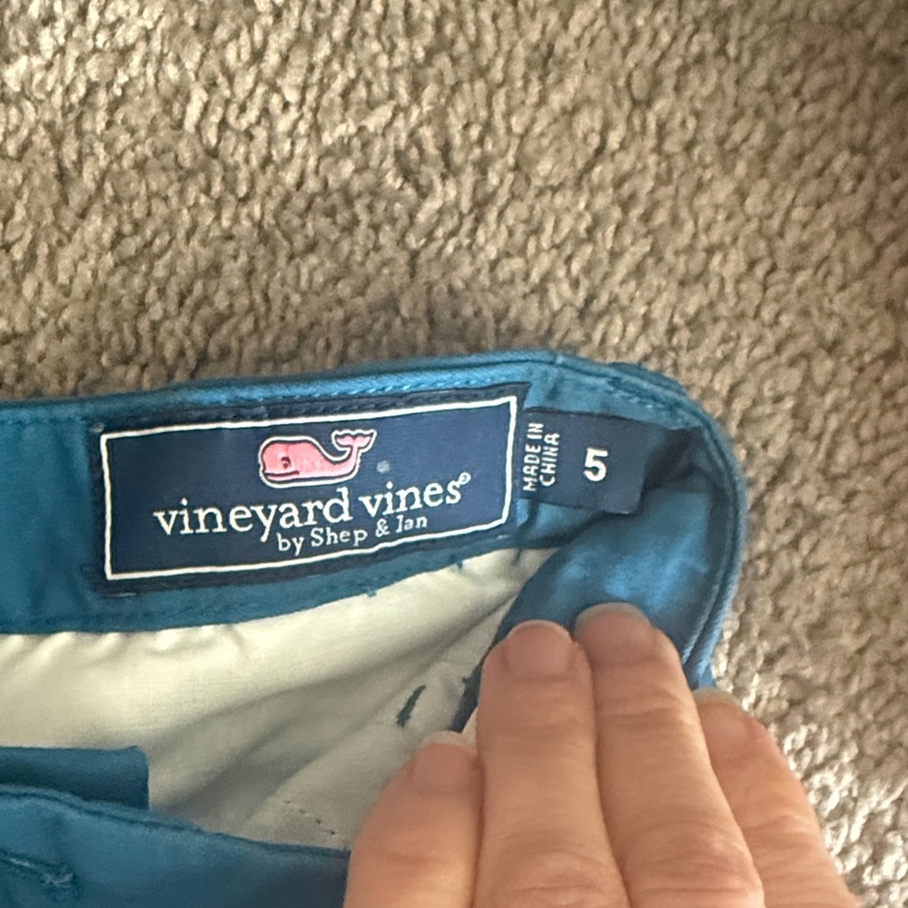 Vineyard Vines Teal Embroidered Boys Shorts - Picture 2 of 3